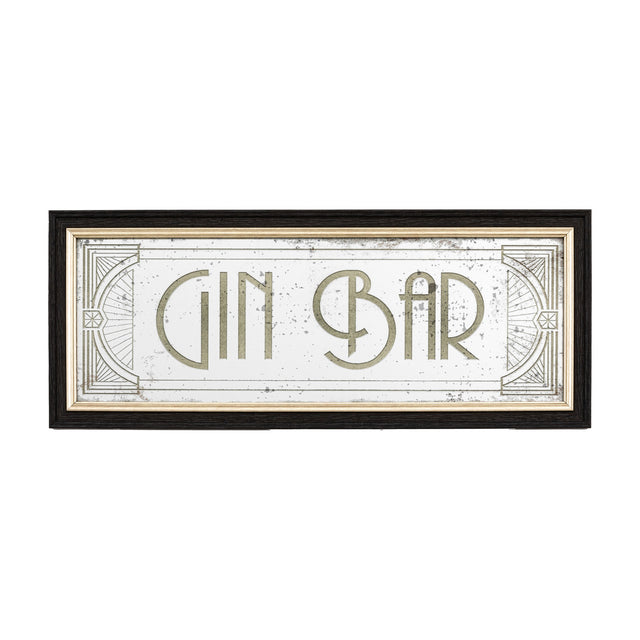 Gin Bar Art Deco Mirrored Wall Sign – Gold