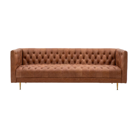 Dalton Button-Tufted 3 Seater Sofa – Antique Brown