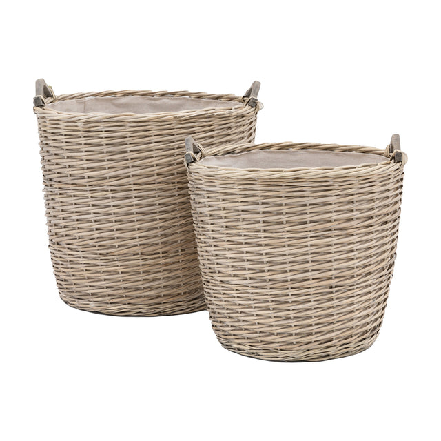 Paraiso Jumbo Wicker Storage Baskets – Set of 2 – Grey