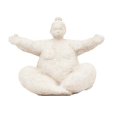 Lady Seated Figure Cement Sculpture – Cream