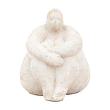 Lady Seated Figure Cement Sculpture – Cream