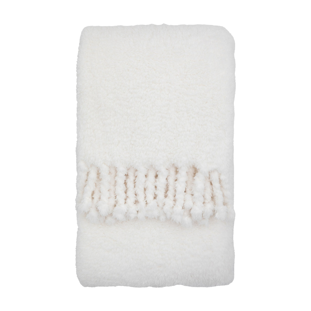 Plain Fringe Teddy Throw – Natural