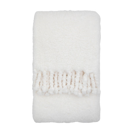Plain Fringe Teddy Throw – Natural