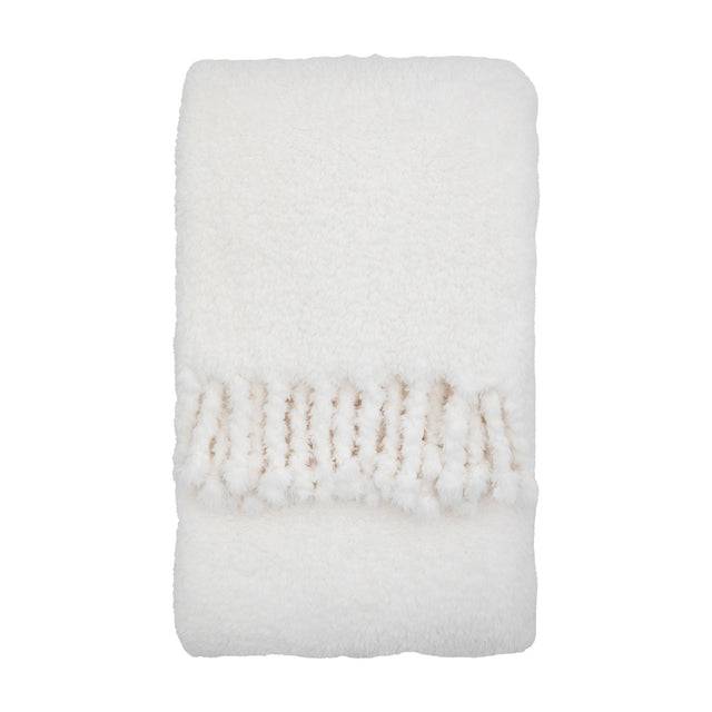 Plain Fringe Teddy Throw – Natural