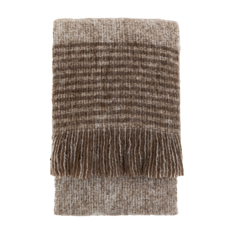 Faux Mohair Throw with Fringe – Brown