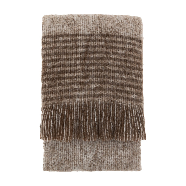 Faux Mohair Throw with Fringe – Brown