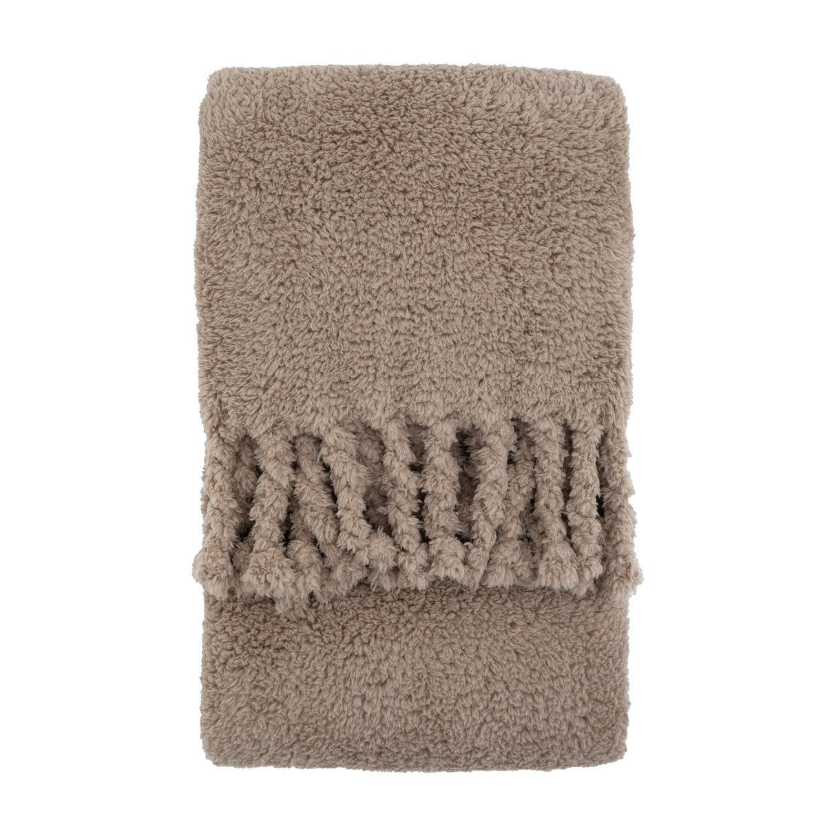 Fringed Teddy Throw – Taupe