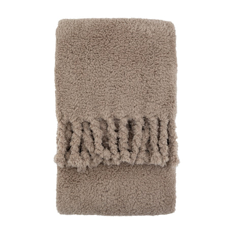 Fringed Teddy Throw – Taupe