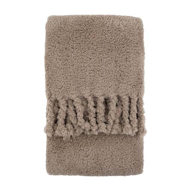 Fringed Teddy Throw – Taupe