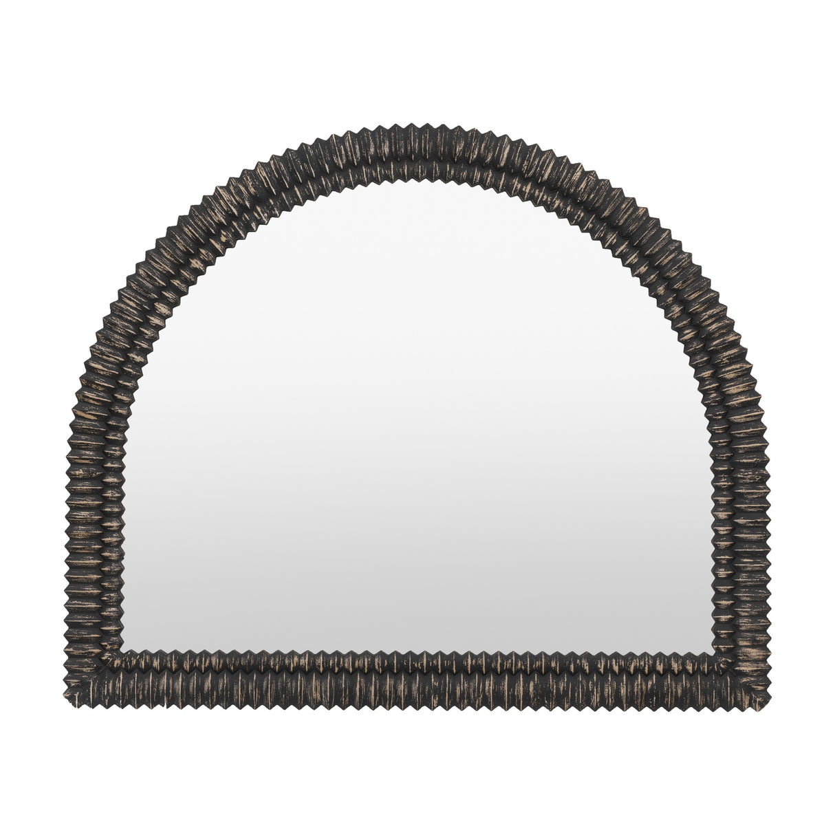 Pimlico Ribbed Arch Overmantle Mirror – Black Wash