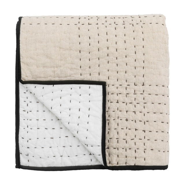 Matrix Kantha-Stitch Bedspread – Beige