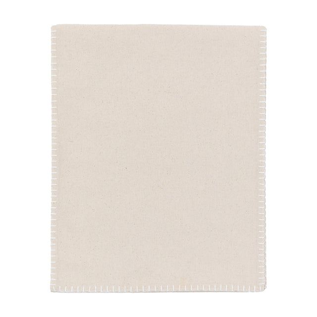 Linen Effect Table Runner with Blanket Stitch – Cream