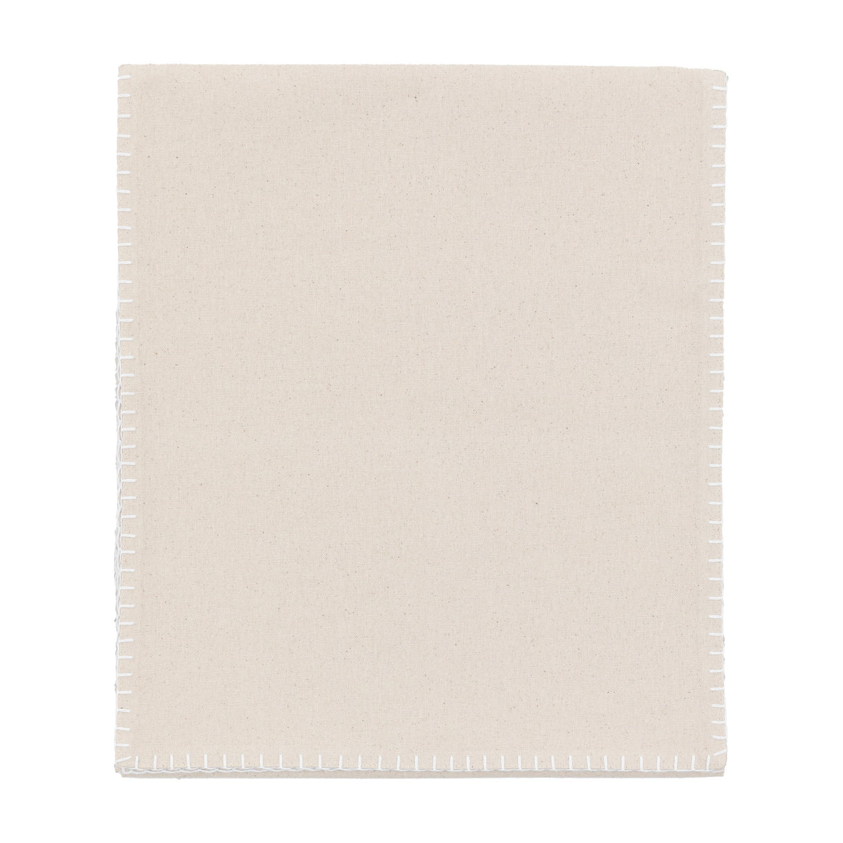 Linen Effect Table Runner with Blanket Stitch – Cream