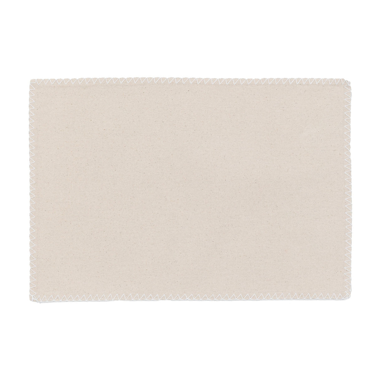Linen Effect Placemat with Blanket Stitch Set of 4 – Cream