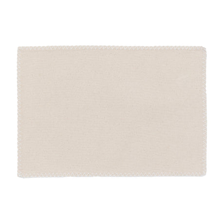 Linen Effect Placemat with Blanket Stitch Set of 4 – Cream