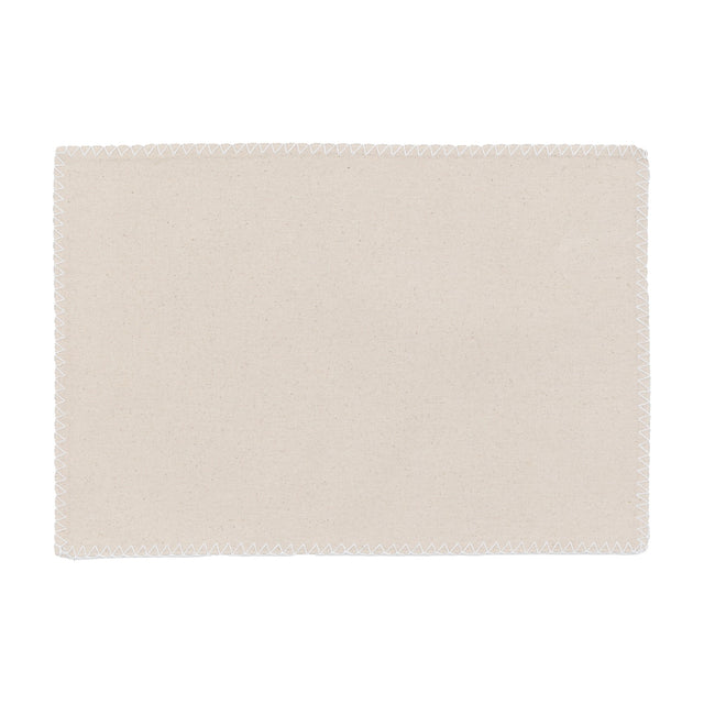 Linen Effect Placemat with Blanket Stitch Set of 4 – Cream