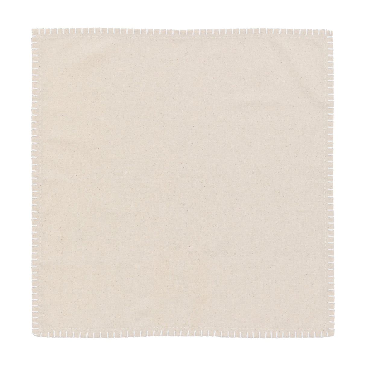 Linen Effect Napkin with Blanket Stitch Set of 4 – Cream