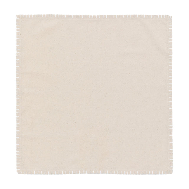 Linen Effect Napkin with Blanket Stitch Set of 4 – Cream