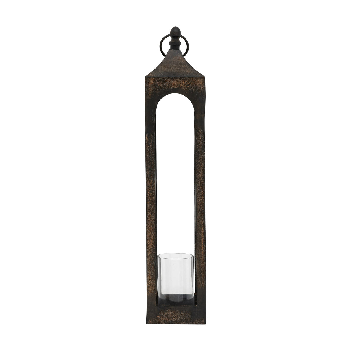 Alda Metal Lantern with Glass Hurricane – Black