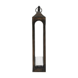 Alda Metal Lantern with Glass Hurricane – Black
