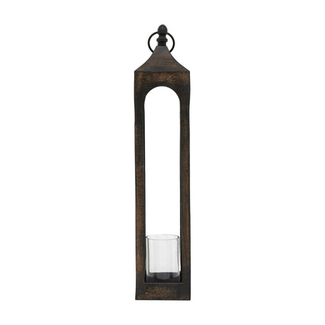 Alda Metal Lantern with Glass Hurricane – Black