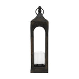 Alda Metal Lantern with Glass Hurricane – Black