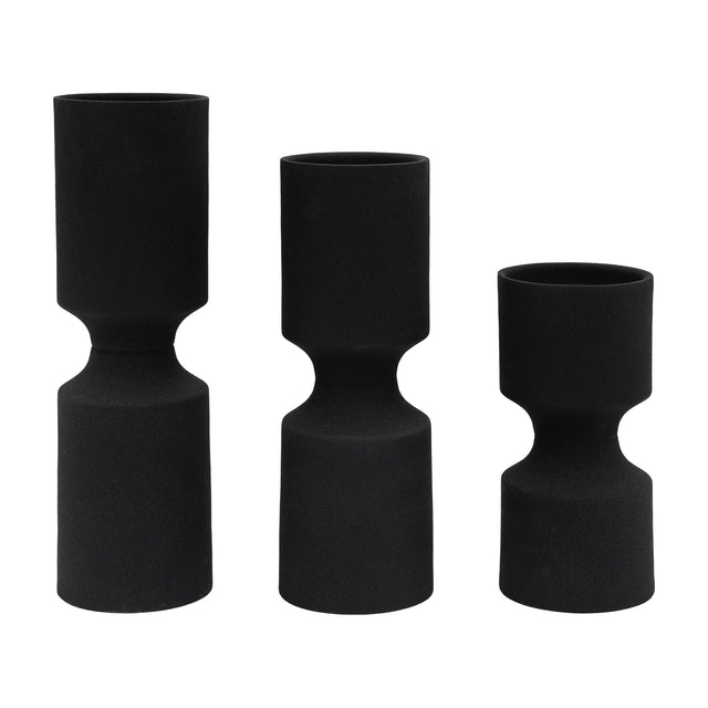 Zia Candlestick Set of 3 – Black