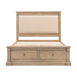 Vancouver Storage Bed with Upholstered Headboard – Natural