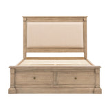 Vancouver Storage Bed with Upholstered Headboard – Natural