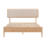 Hatfield Oak Bed Frame with Upholstered Headboard – Natural