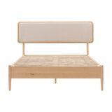 Hatfield Oak Bed Frame with Upholstered Headboard – Natural