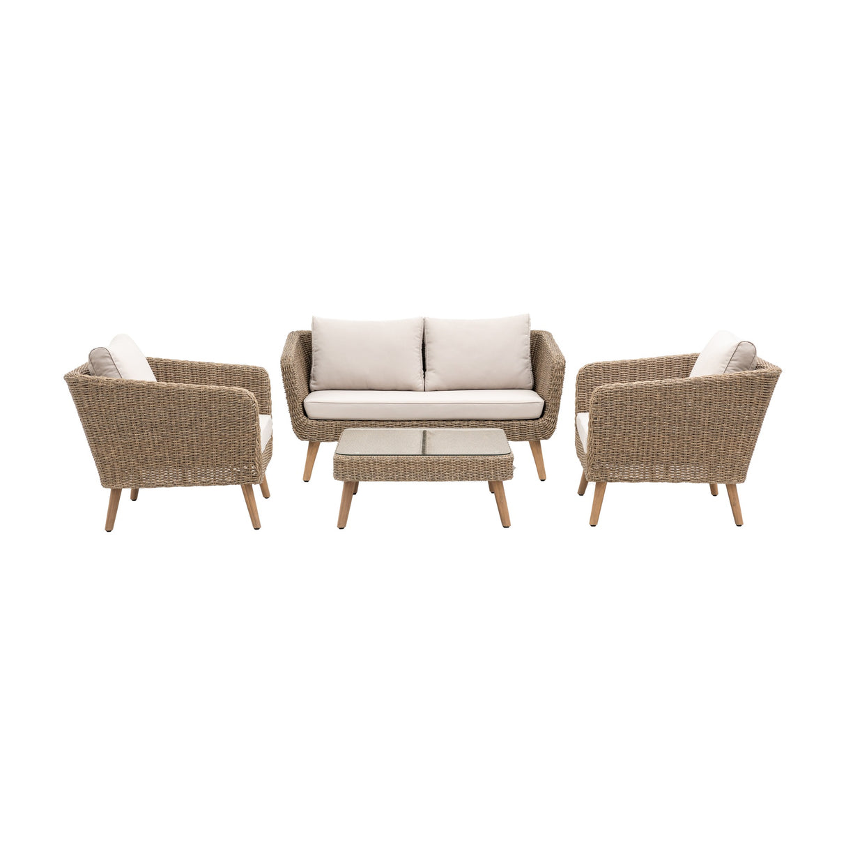 Avena Rattan 4 Seater Lounge Set – Natural