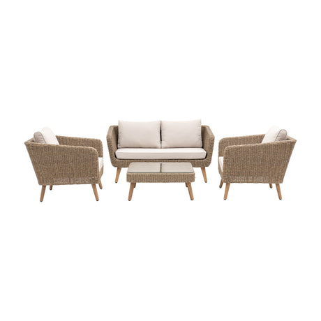 Avena Rattan 4 Seater Lounge Set – Natural