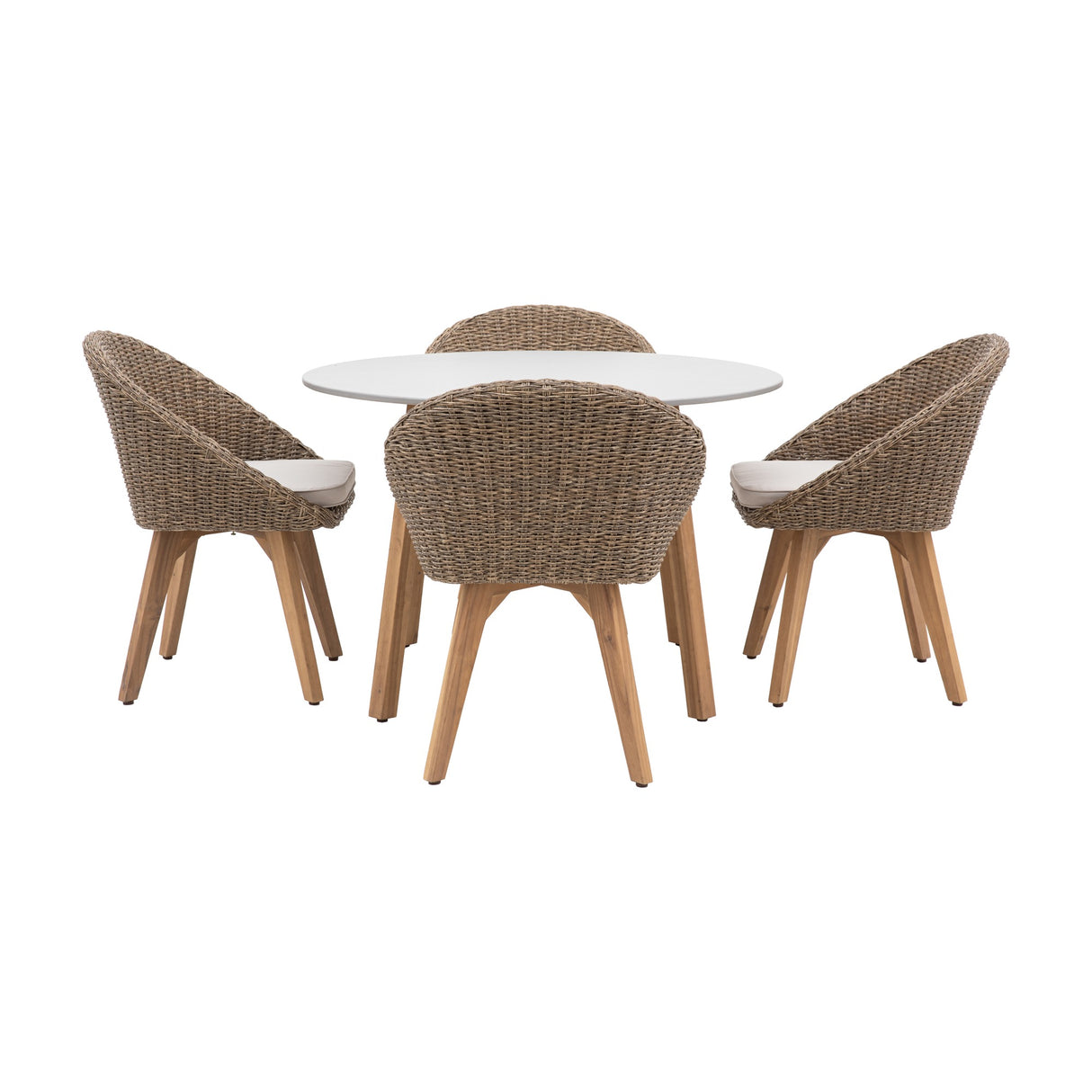 Avena 4 Seater Round Dining Set – Natural