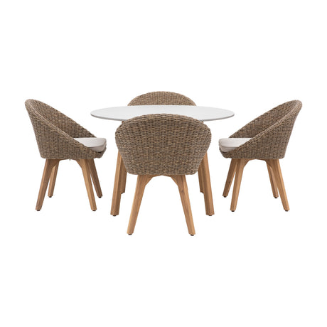 Avena 4 Seater Round Dining Set – Natural