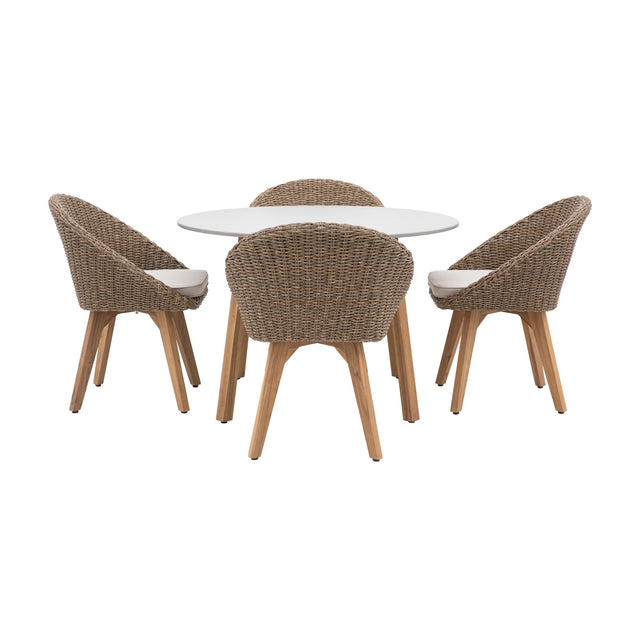 Avena 4 Seater Round Dining Set – Natural
