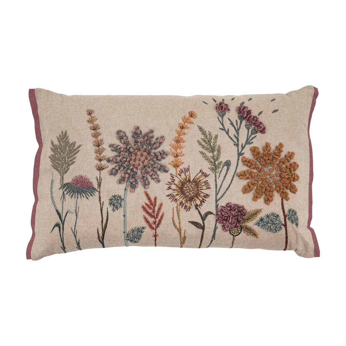 Ullswater Floral Embroidered Cushion – Natural