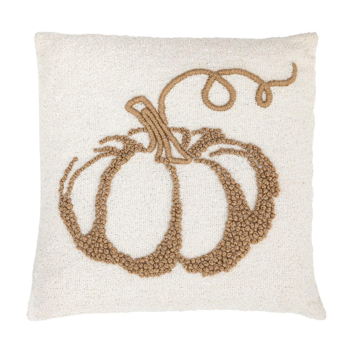 Embroidered Pumpkin Cushion – Natural