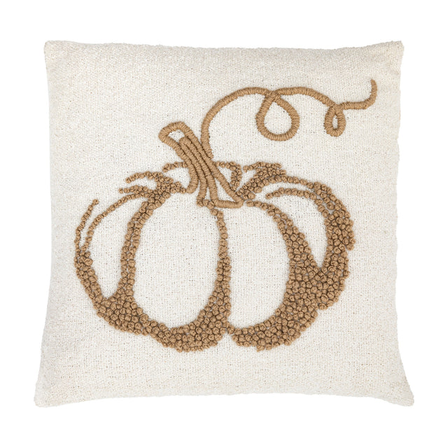 Embroidered Pumpkin Cushion – Natural