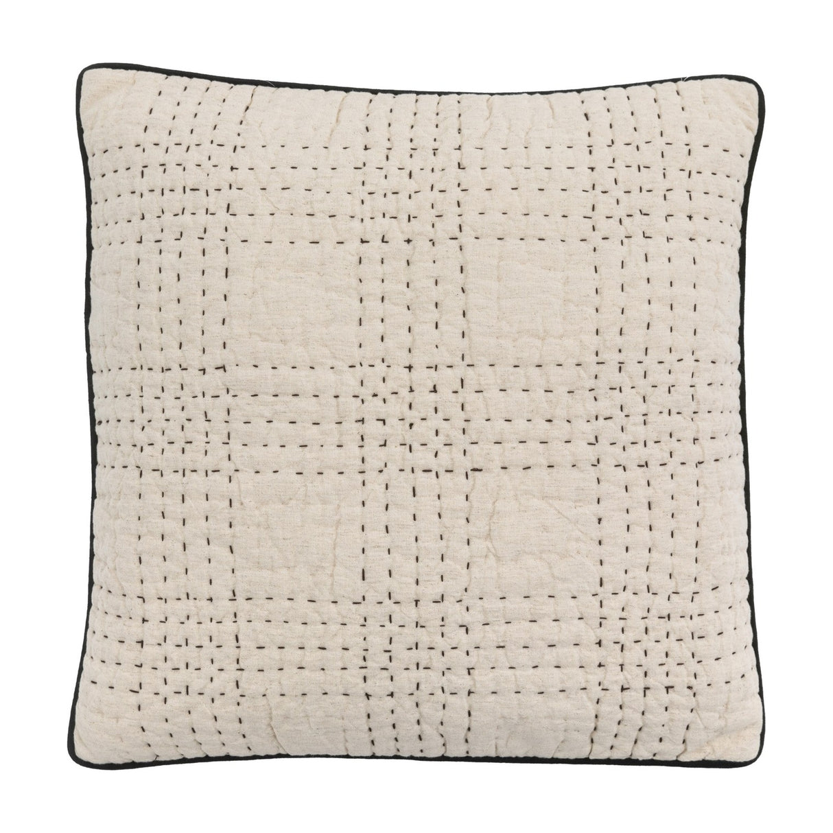 Kantha Stitch Cushion – Beige
