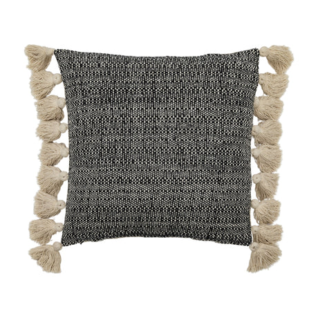 Woven Tasselled Cushion – Black