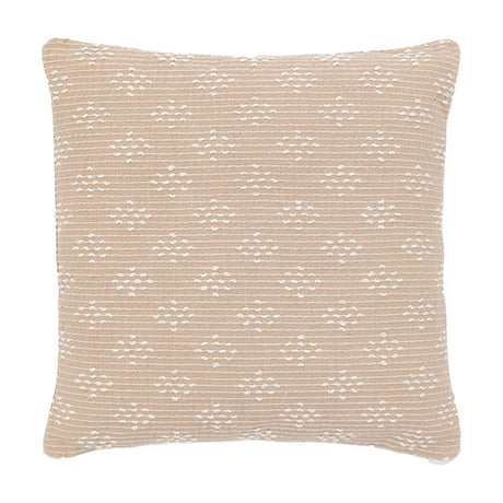 Gallery Direct Lanvane Woven Cushion in taupe cotton with a fine ribbed weave and scattered white dot motifs, shown on a plain white background.