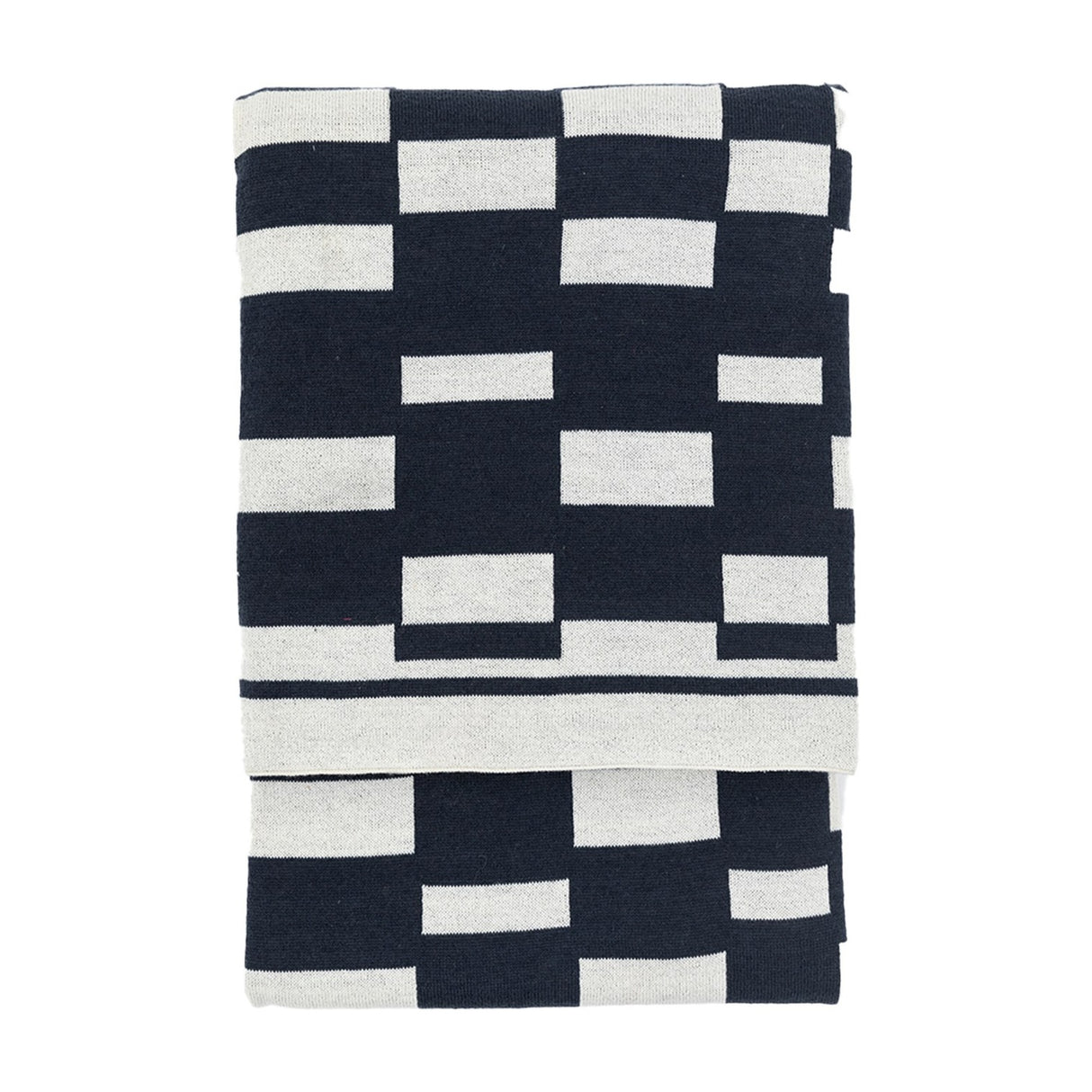 Knitted Geometric Throw – Ink