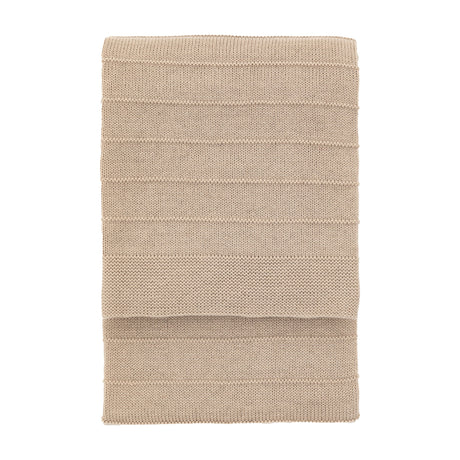 Gallery Direct Florvenne Knit Throw in taupe, folded to show the raised horizontal stripe texture against a plain white background.