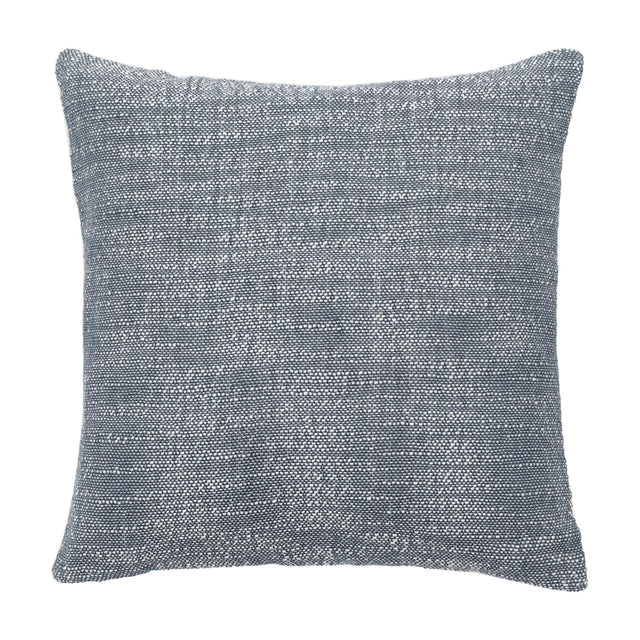 Gallery Direct Dunvane Slub Cushion in Ink, a square polyester cushion with a textured two-tone blue and white slub weave, on a plain white background.