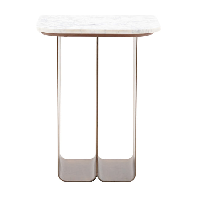 Dorado Side Table with Marble Top – White