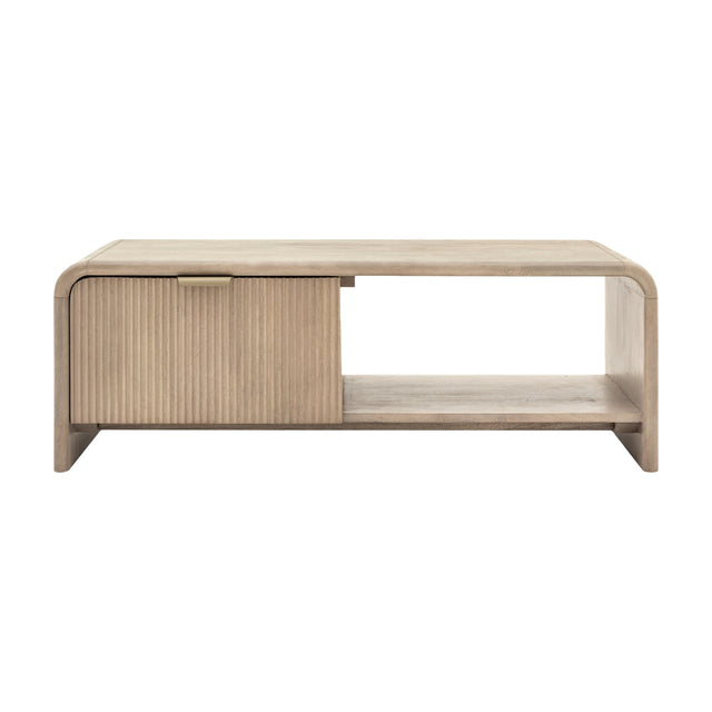 Colonna Fluted Coffee Table with Drawer – Natural