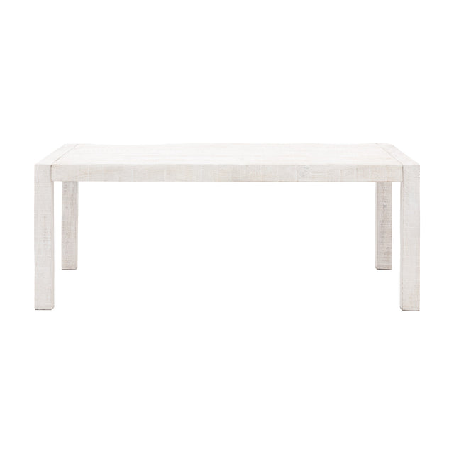 Gallery Direct Iovane Dining Table in whitewashed solid mango wood with plank-effect rectangular top and chunky foursquare legs, on a plain white background.