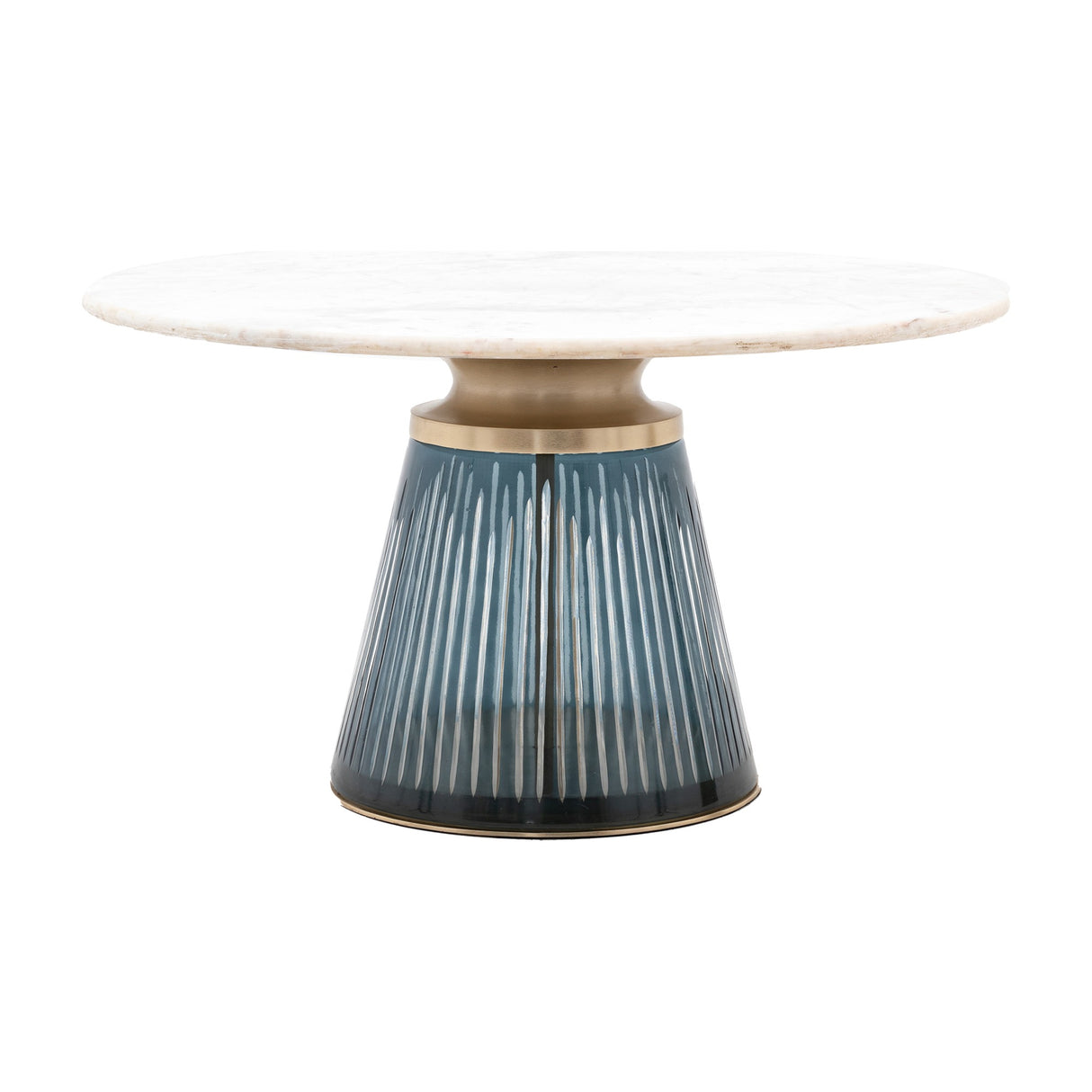 Seville Coffee Table with Marble Top and Ribbed Base