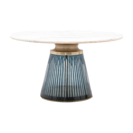 Seville Coffee Table with Marble Top and Ribbed Base